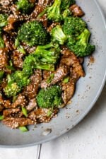 Broccoli Beef in a wok