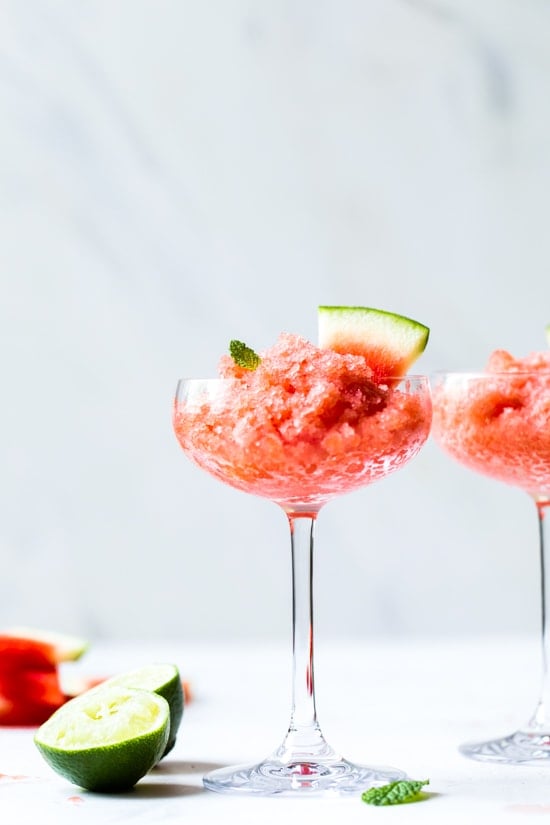 This Boozy Watermelon Lime Granita is part cocktail, part dessert. The perfect, frozen adult treat for hot summer days.