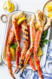 Grilled Crab Legs is such a treat in the summer, this foolproof recipe is so easy and works with king crab legs, Dungeness crab legs and snow crab legs!