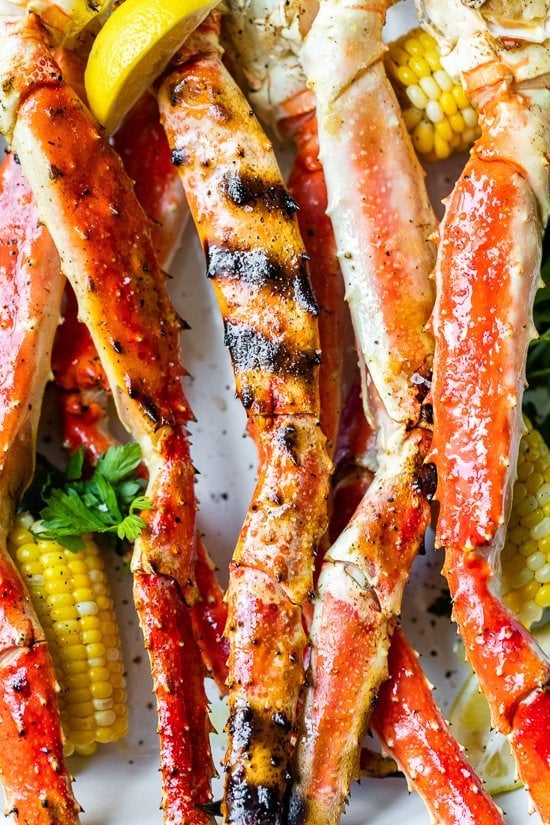 Grilled Crab Legs with corn