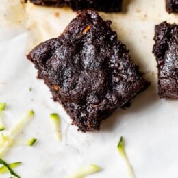 Flourless Zucchini Brownies cut in squares