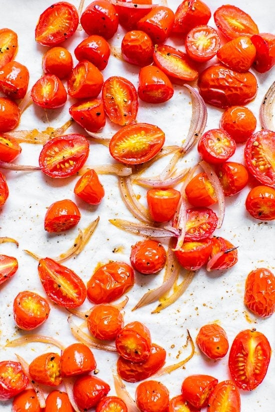 tomatoes on a sheet pan