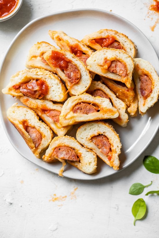 Pizza Sausage Rolls (Made with Greek yogurt bagel dough) - Skinnytaste