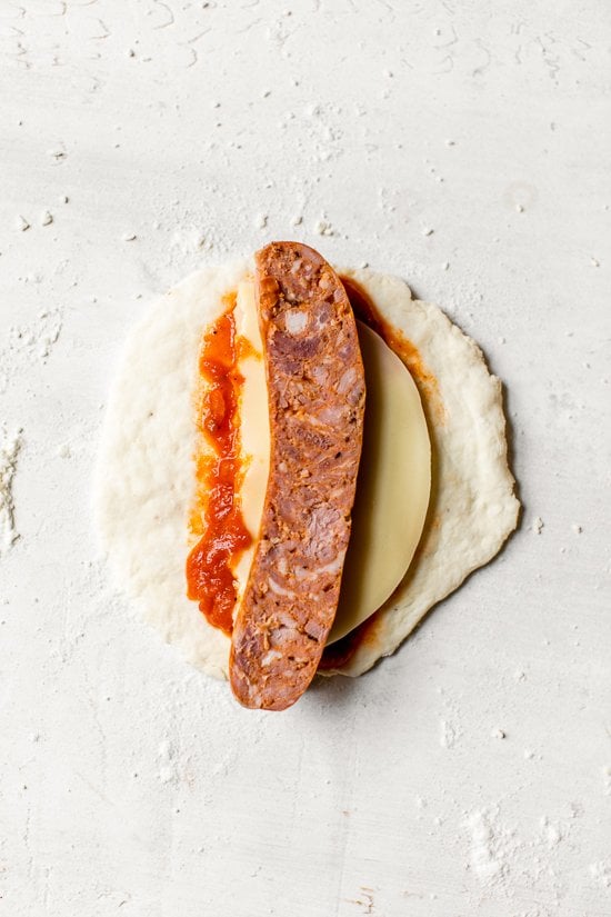 Pizza Sausage Rolls (Made with Greek yogurt bagel dough) Skinnytaste