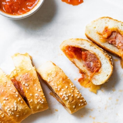 Pizza Sausage Rolls (Made with Greek yogurt bagel dough) Skinnytaste
