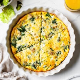 Crustless Sausage and Spinach Quiche cut.