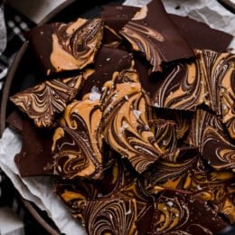 Dark Chocolate Peanut Butter Swirl Bark with Sea Salt