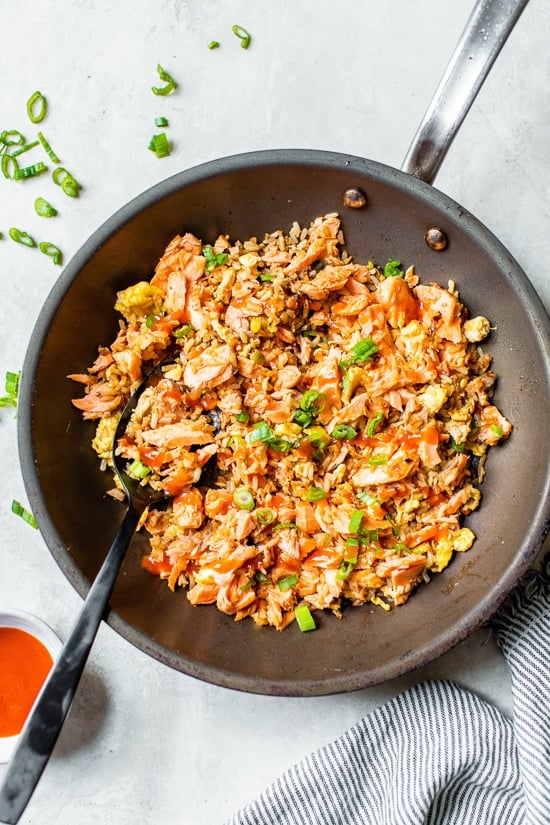 Fried rice with salmon