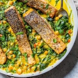 Salmon Coconut Curry with chickpeas