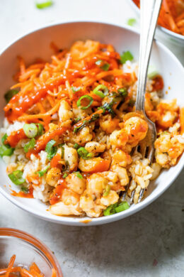 Shrimp Dumpling Rice Bowls