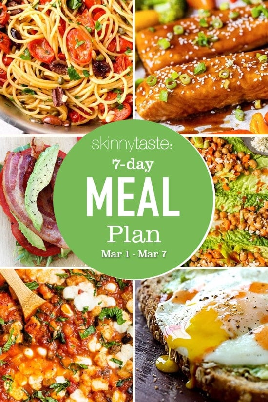 Un plan de comidas flexible para bajar de peso gratuito de 7 días que incluye desayuno, almuerzo y cena y una lista de compras.  Todas las recetas incluyen calorías y WW Smart Points actualizados.