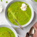 Spring Pea and Fresh Herbs Soup in bowls.
