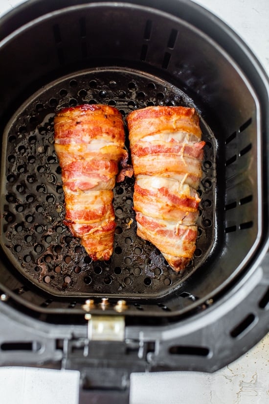 Air Fryer Bacon Wrapped Pork Tenderloin