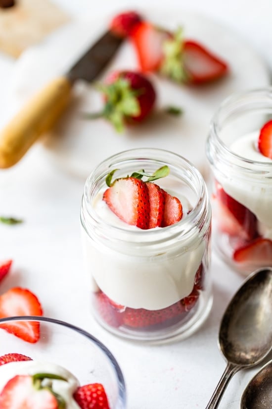 Strawberries and Cream in jars