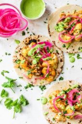 Vegetarian Tacos with pickled onions