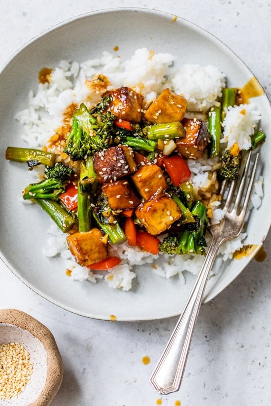 Tofu and Veggies over rice