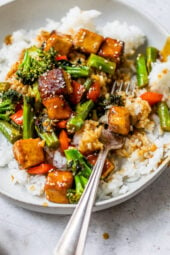 Tofu and Veggies over rice