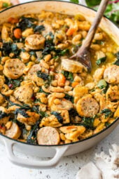 Chicken Cassoulet with white beans and swiss chard.