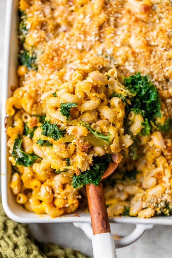 Pumpkin Pasta with Kale and White Beans