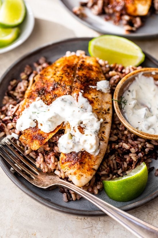 Blackened Fish with Key Lime Tartar (Oven or air fryer)