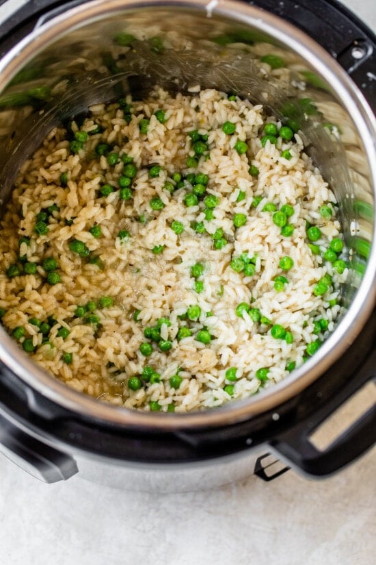 Risotto and peas in an instant pot
