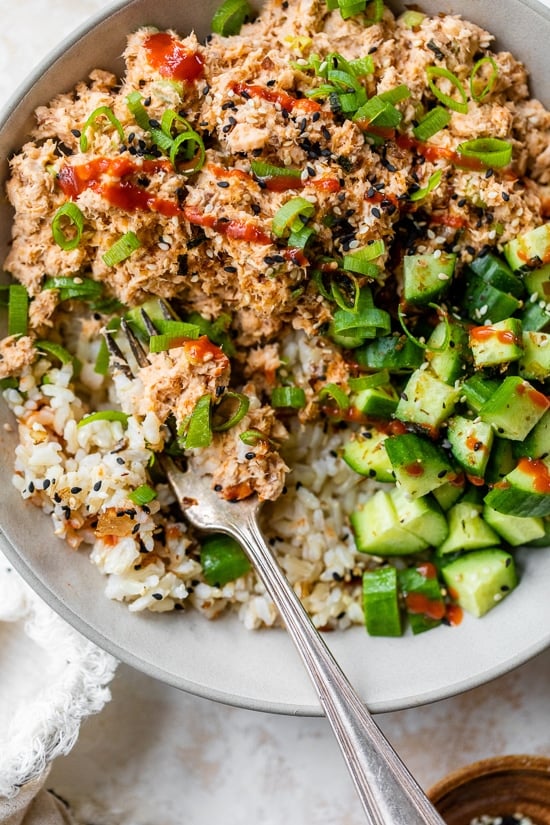 Spicy Canned Salmon Rice Bowl