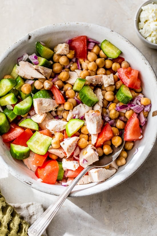 Grilled chicken and chickpea salad