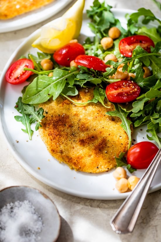Chickpea Milanese with Arugula