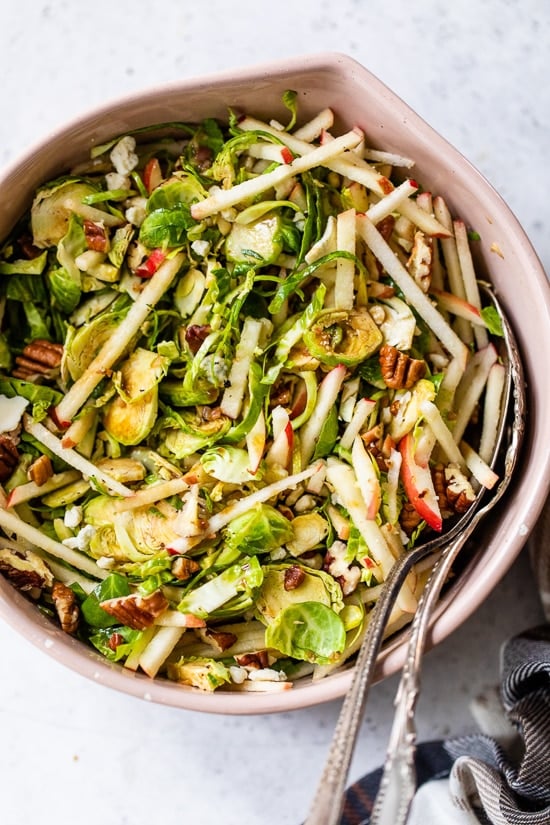 Raw Brussels sprouts salad with apples