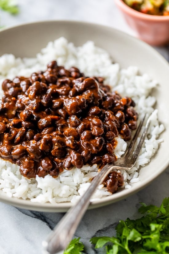 black beans recipe over rice