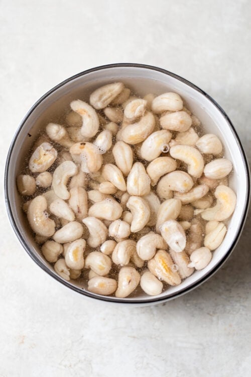 cashews soaked in water