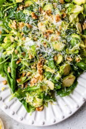 Kale and Brussels Sprout Salad with Parmesan and Pecans