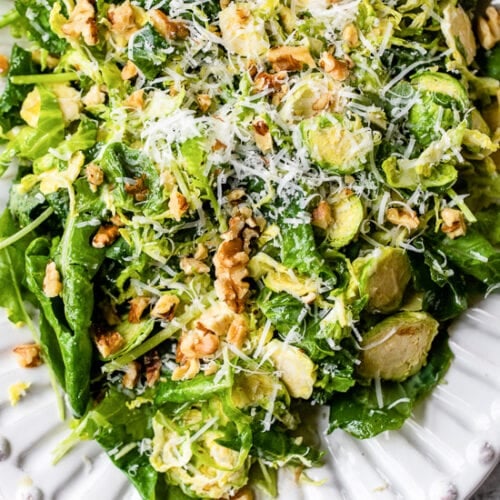 Kale and Brussels Sprout Salad with Parmesan and Pecans Skinnytaste