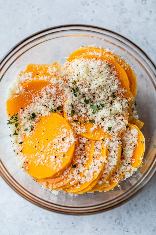Butternut Squash sliced ​​into thin rounds