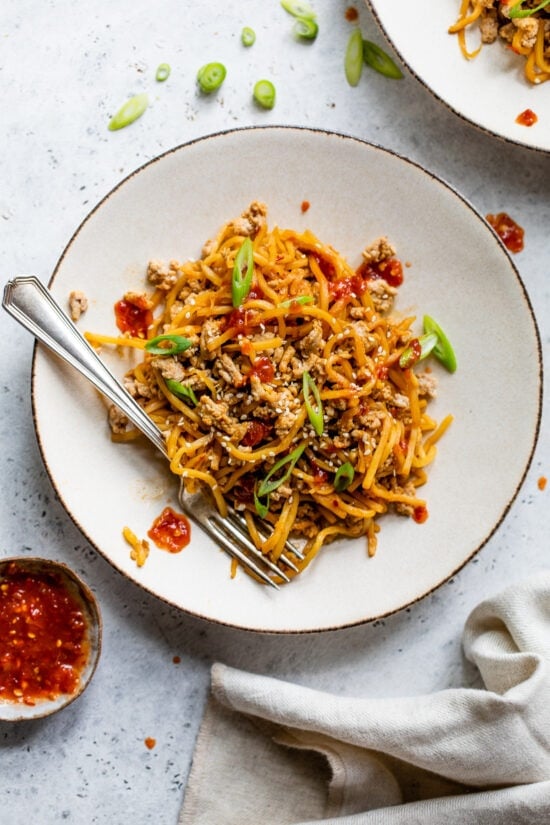 Spicy Heart of Palm Noodles with Chicken Stir Fry