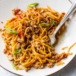 Spicy Hearts of Palm Noodle Stir Fry with Chicken