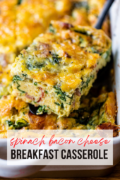 Bacon Spinach Breakfast Casserole with Gruyère Cheese