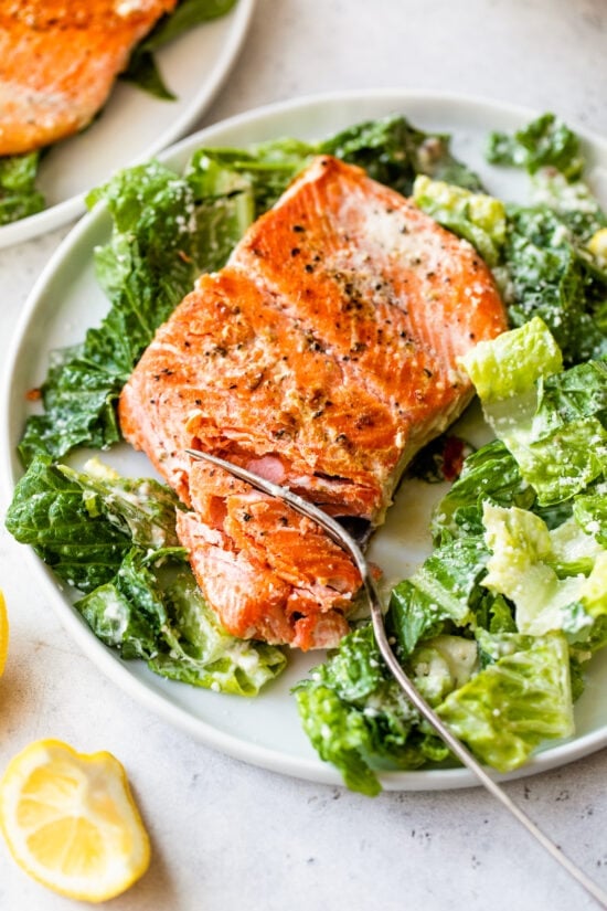 Salmon with Caesar salad