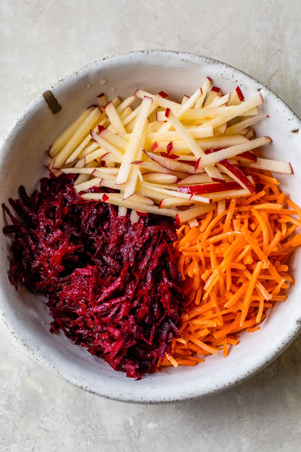 Uncooked Beet Salad with Apples and Carrots