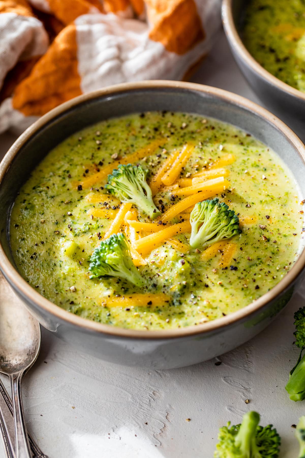 Broccoli Cheddar Soup with cheddar on top