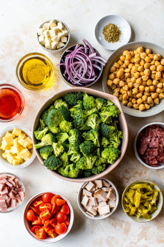 Ingredients for Italian Subway Broccoli Salad