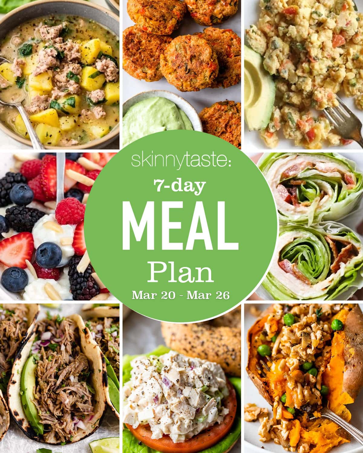 7 Day Wholesome Meal Plan (March 20-26)