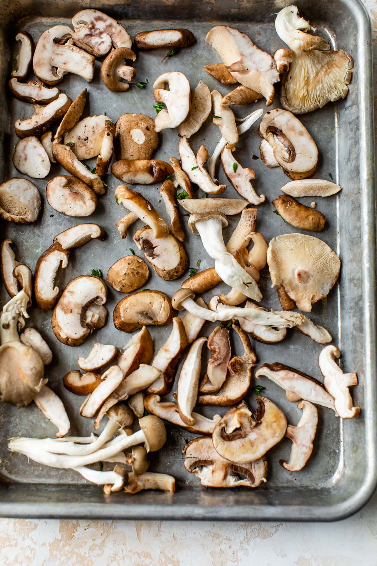 Mushrooms in a sheet pan