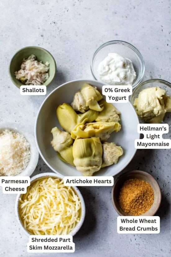 Ingredients for Artichoke Dip.