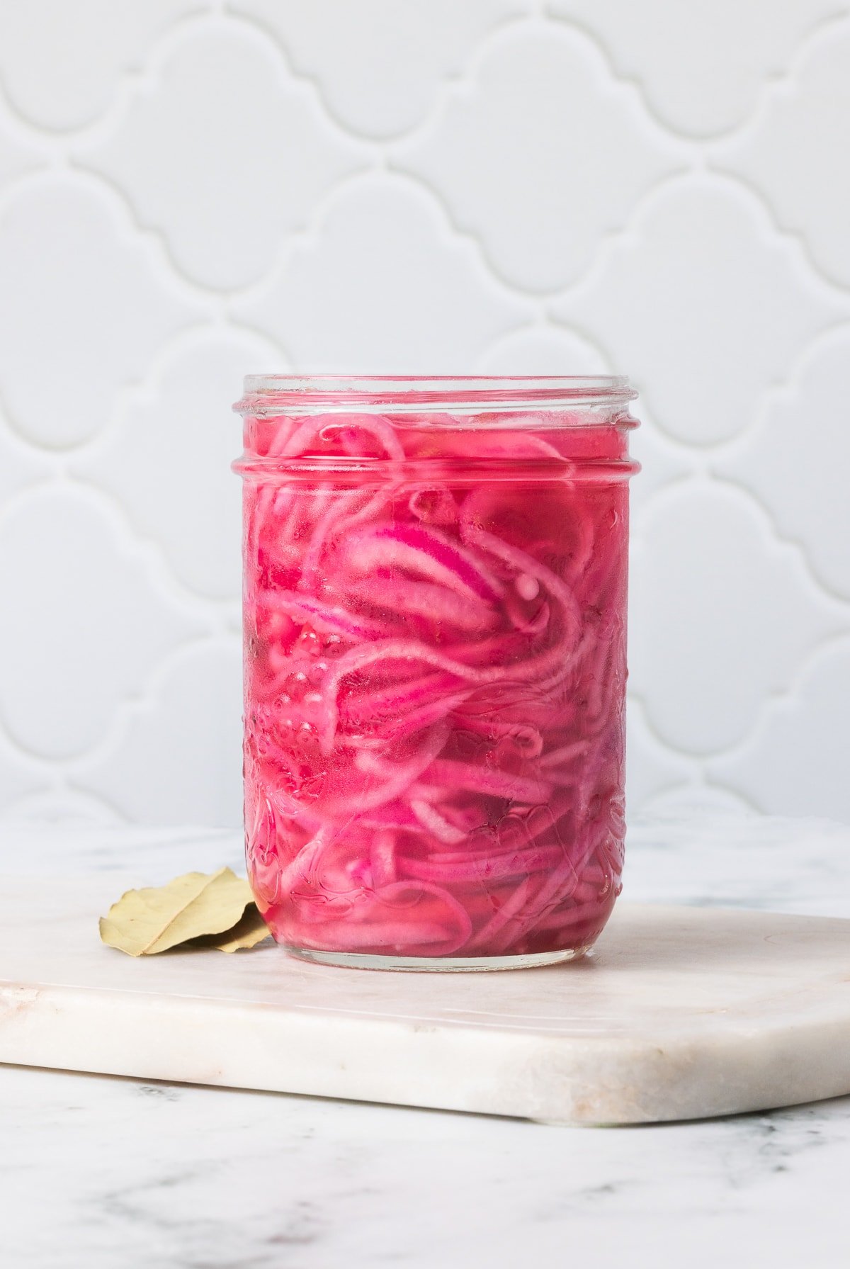 Pickled Red Onions in mason jar