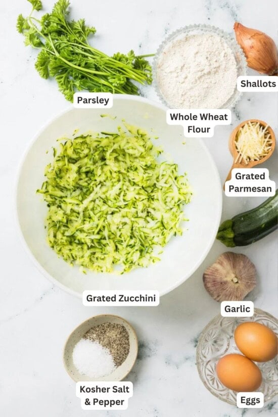 Ingredients for Zucchini Pancakes.
