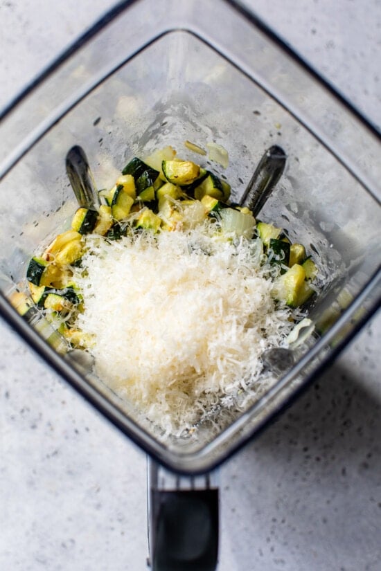 zucchini and parmesan cheese in blender