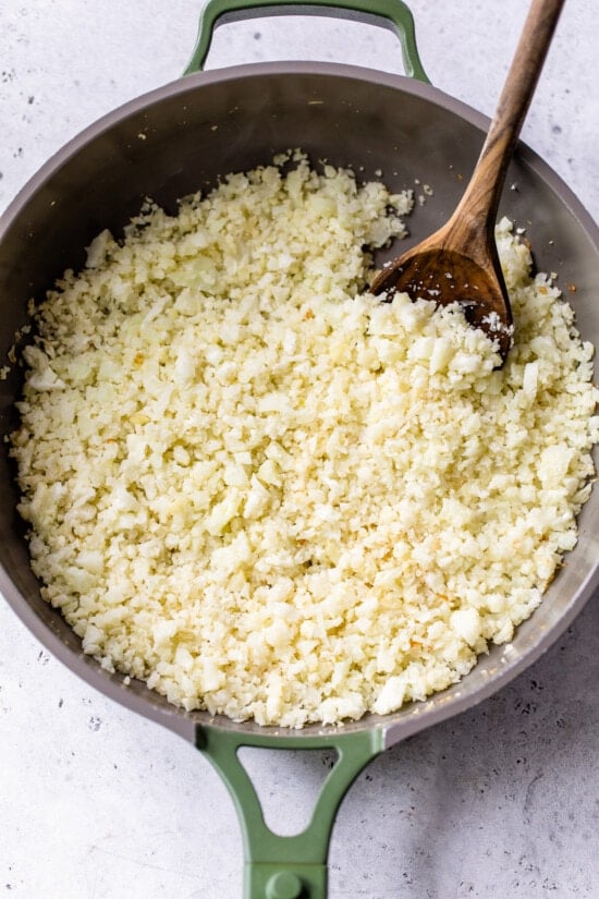 Cauliflower Rice in skillet