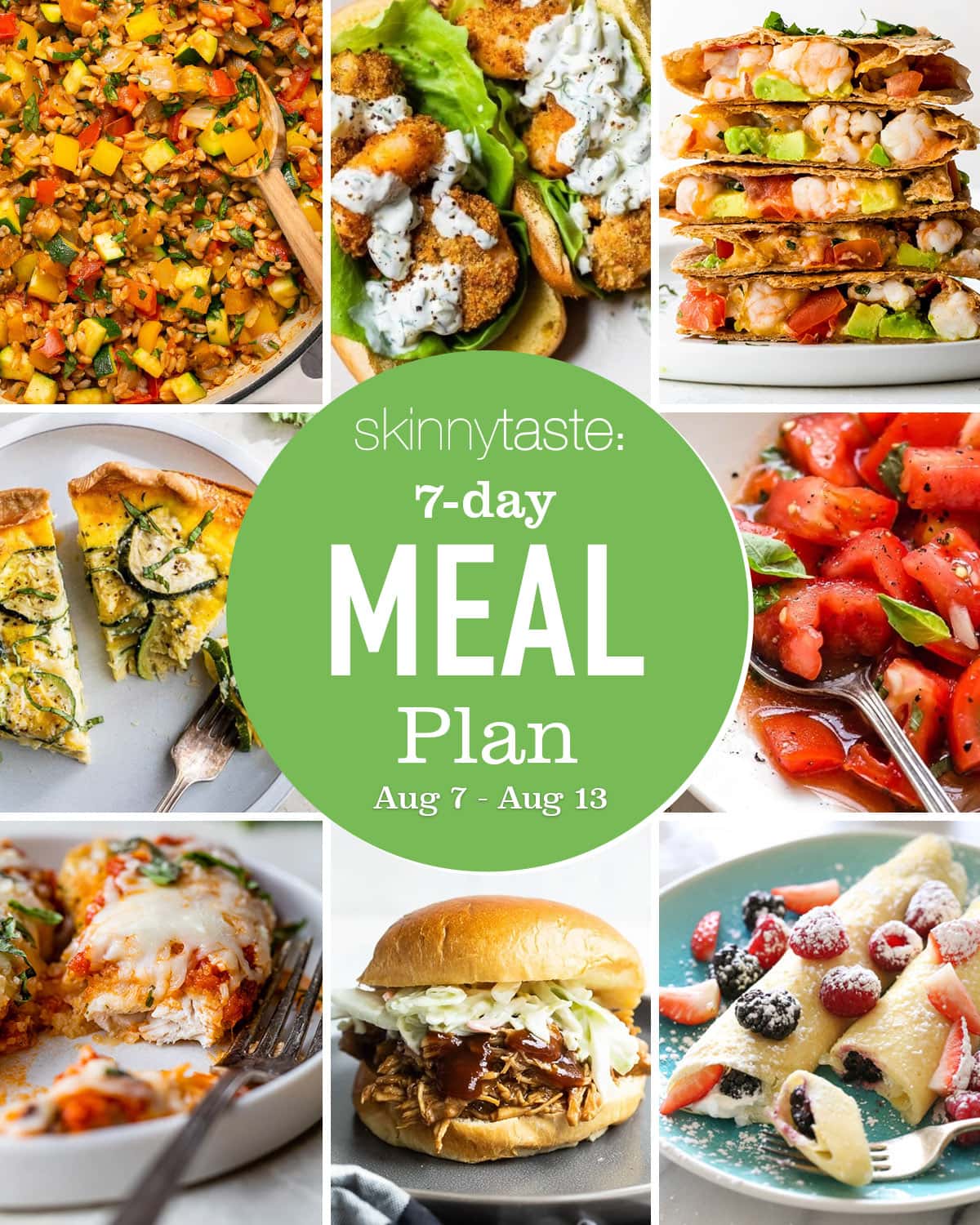 Free 7 Day Wholesome Meal Plan (August 7-13)
