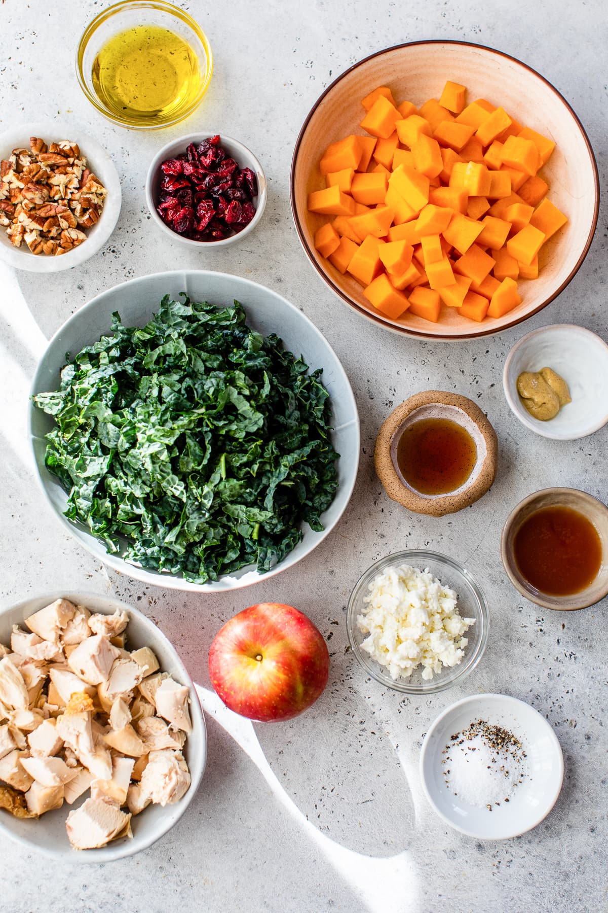 Fall kale Salad ingredients